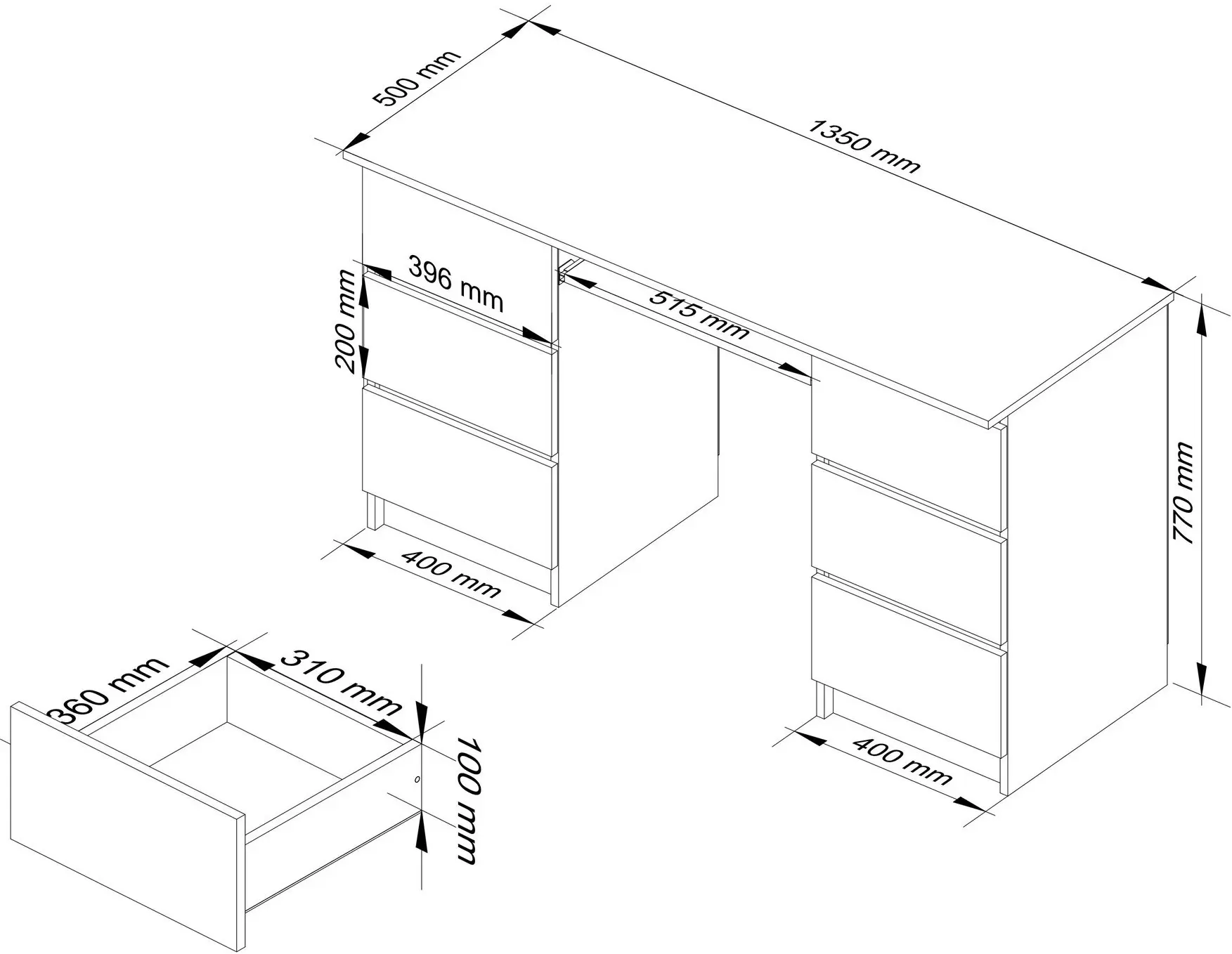 Masa pentru calculator Akord A-11 135cm 6SZ (Sonoma Oak)
