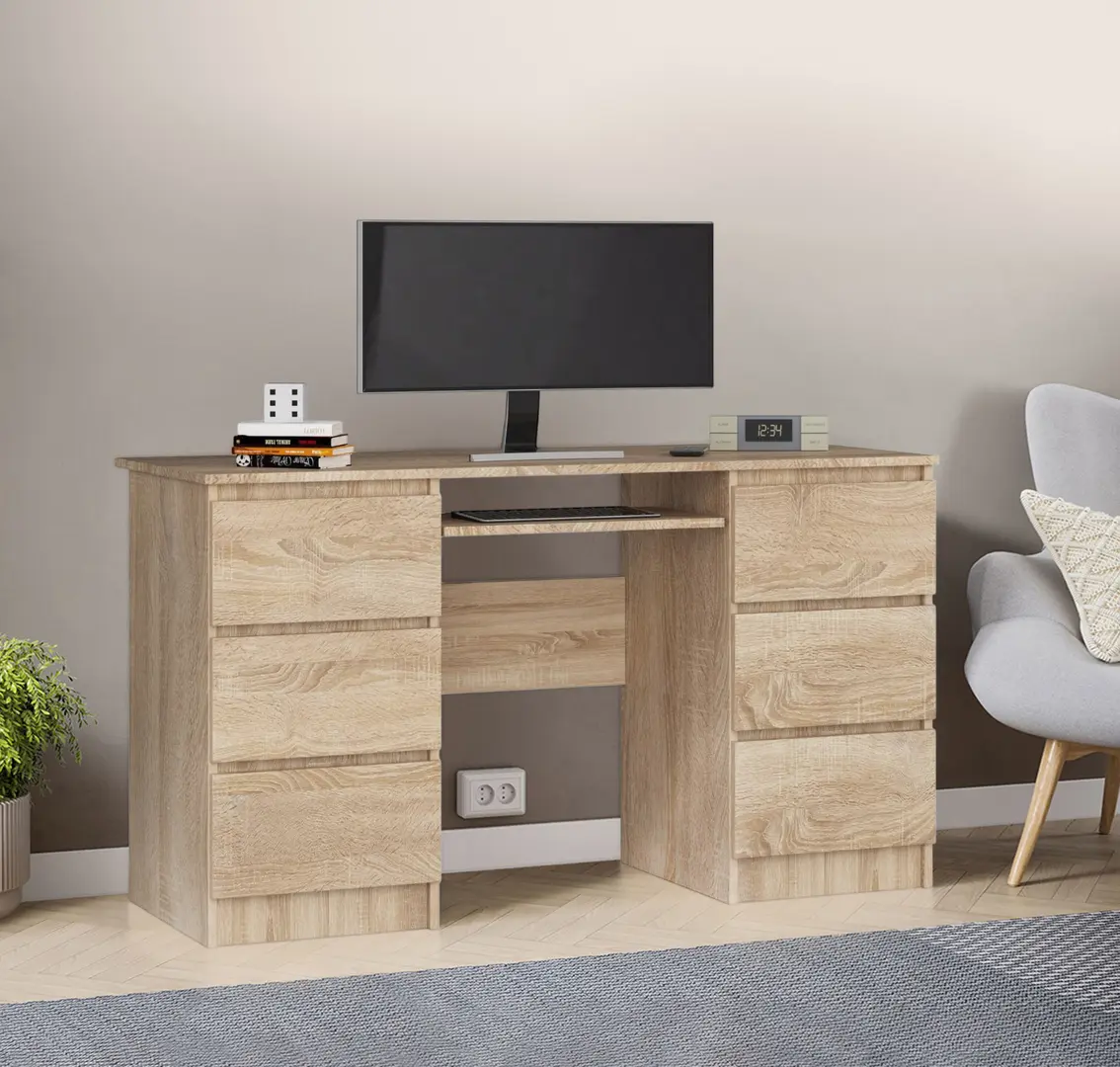 Masa pentru calculator Akord A-11 135cm 6SZ (Sonoma Oak)