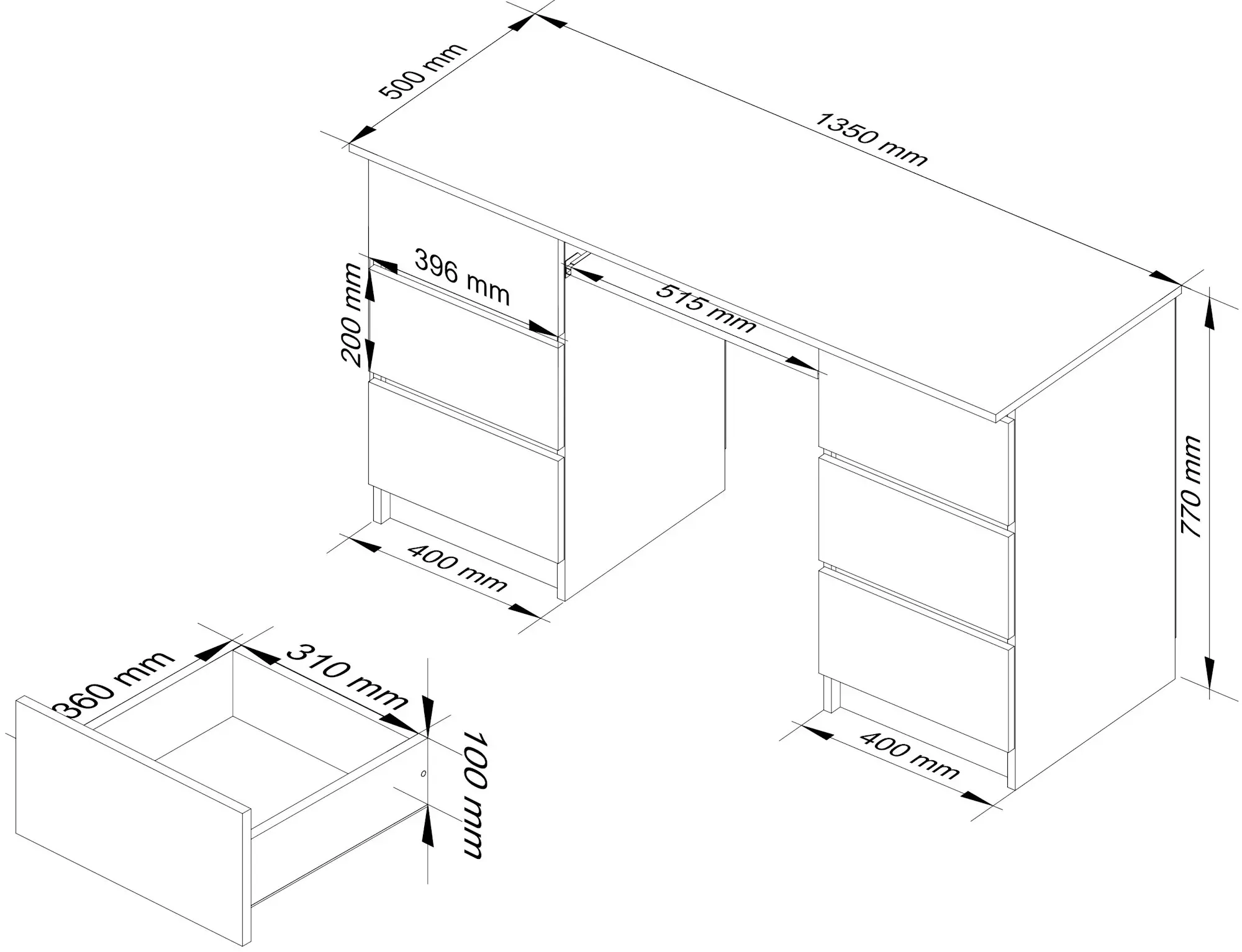 Masa pentru calculator Akord A-11 135cm 6SZ (White)