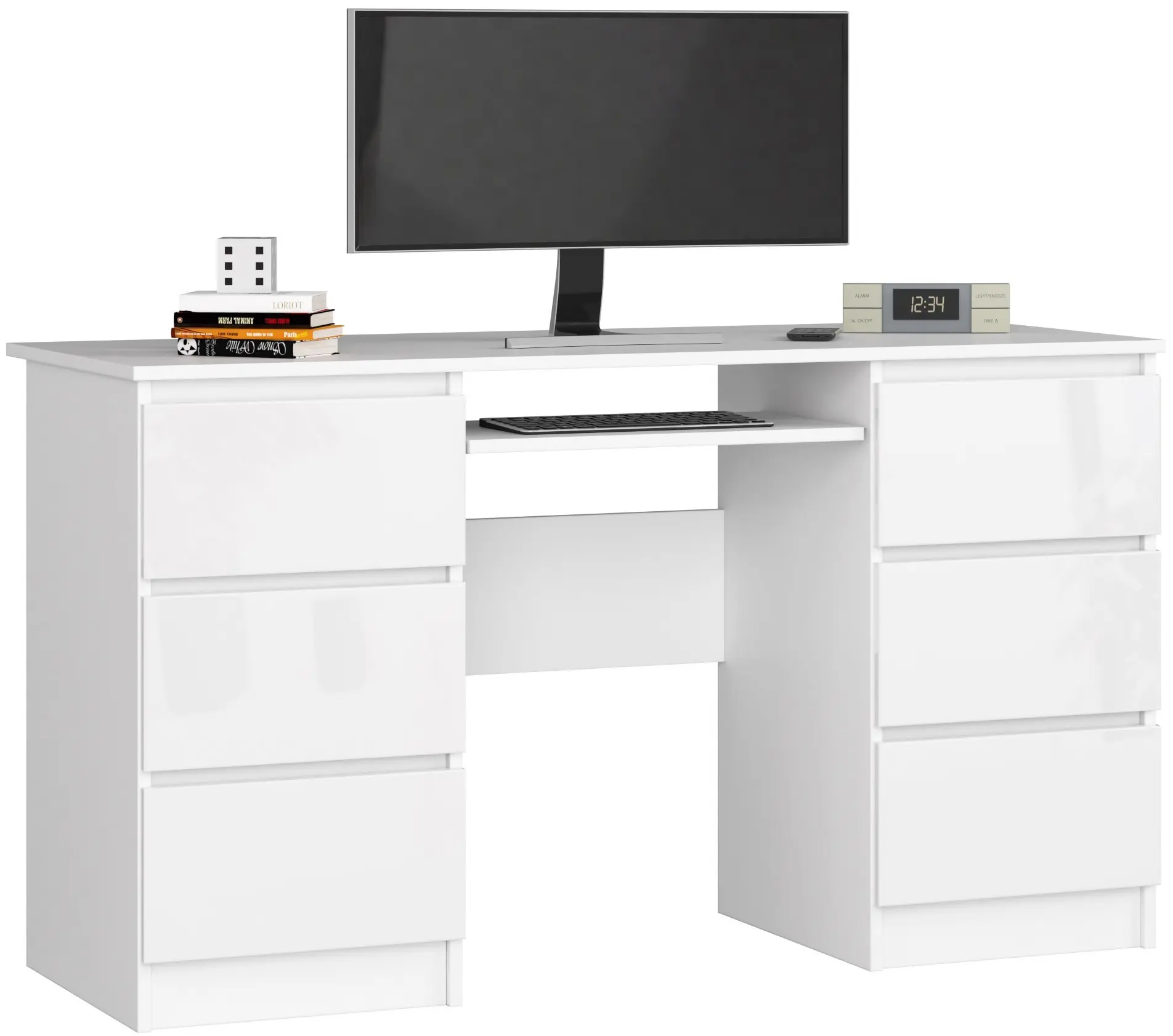 Masa pentru calculator Akord A-11 135cm 6SZ (White/Glossy White)