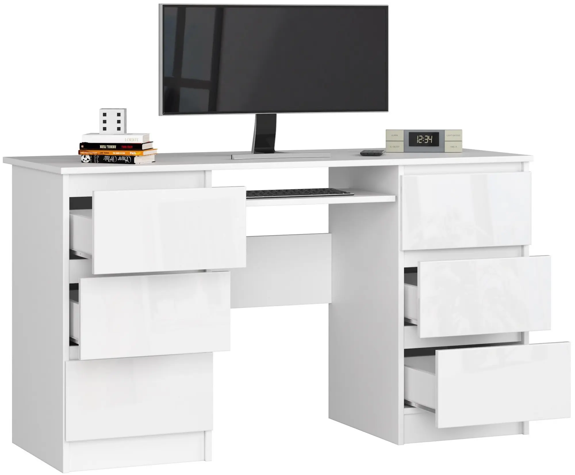 Masa pentru calculator Akord A-11 135cm 6SZ (White/Glossy White)