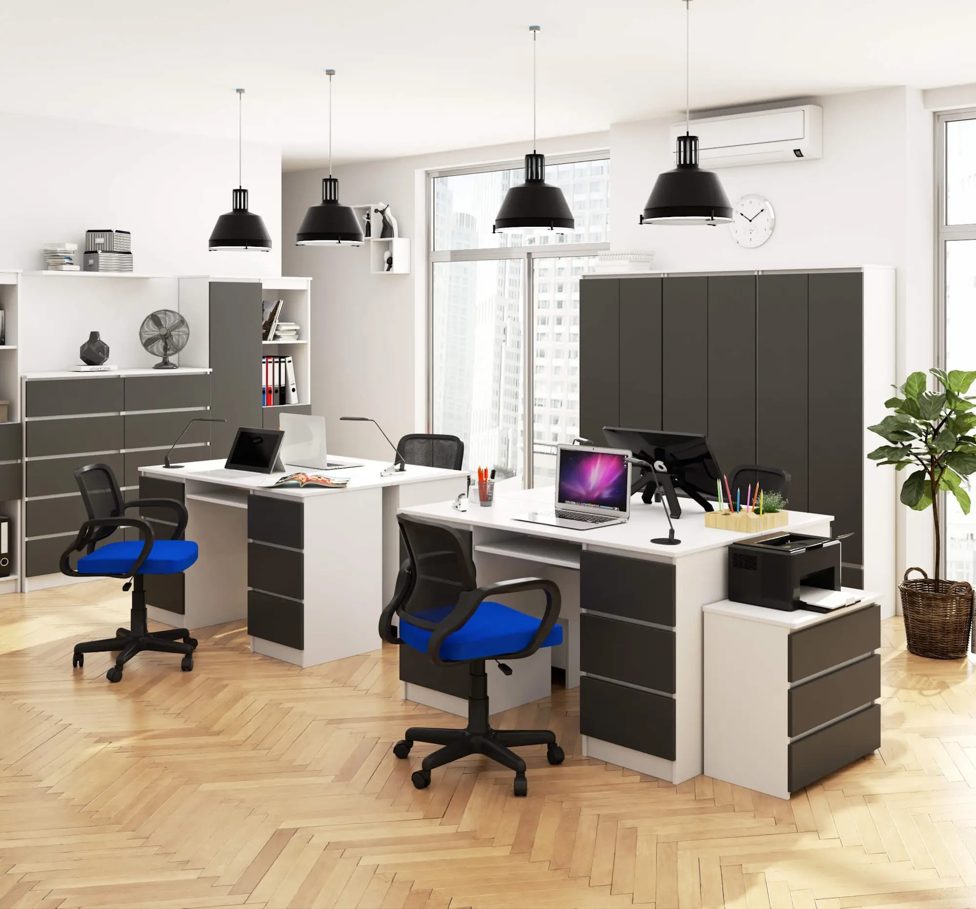 Masa pentru calculator Akord A-11 135cm 6SZ (White/Graphite Grey)