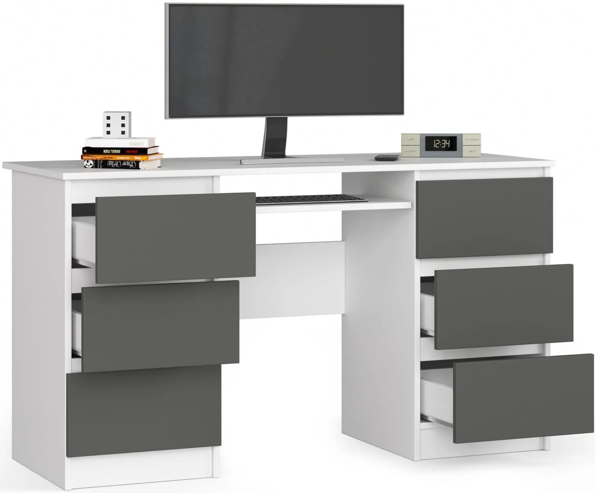 Masa pentru calculator Akord A-11 135cm 6SZ (White/Graphite Grey)