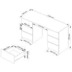 Masa pentru calculator Akord A-11 135cm 6SZ (White/Graphite Grey) Thumb