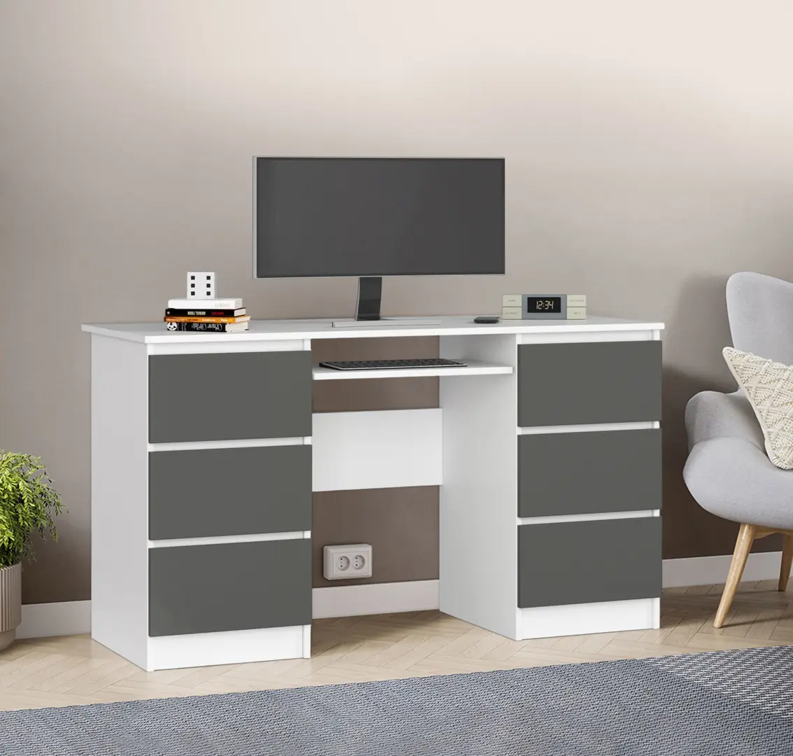 Masa pentru calculator Akord A-11 135cm 6SZ (White/Graphite Grey)