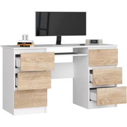 Masa pentru calculator Akord A-11 135cm 6SZ (White/Sonoma Oak) Thumb