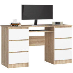 Masa de calculator Akord A-11 6SZ 135cm (Sonoma Oak/White) Thumb