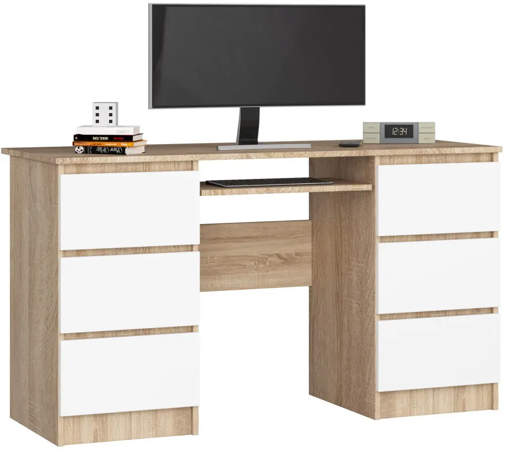Masa de calculator Akord A-11 6SZ 135cm (Sonoma Oak/White)