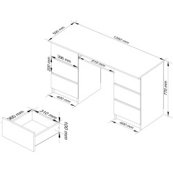 Masa de calculator Akord A-11 6SZ 135cm (Sonoma Oak/White) Thumb