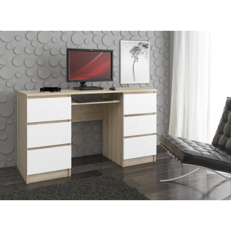 Стол компьютерный Akord A-11 6SZ 135cm (Sonoma Oak/White)