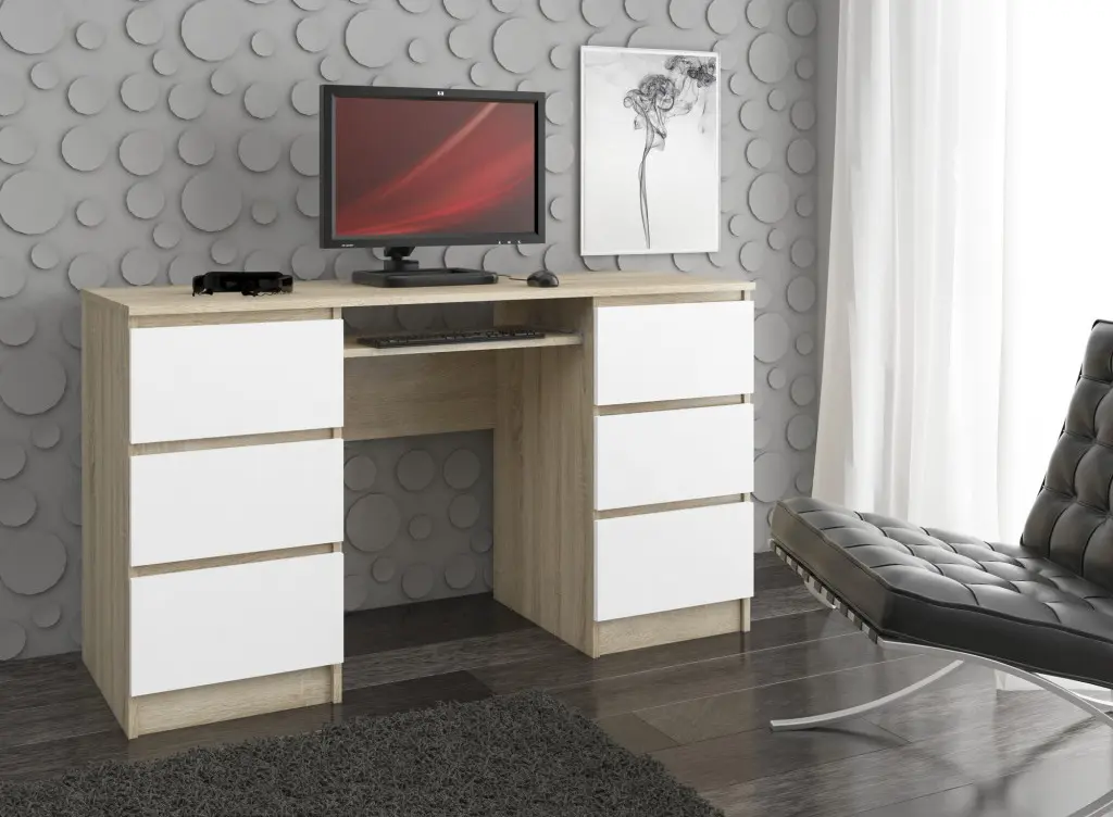 Masa de calculator Akord A-11 6SZ 135cm (Sonoma Oak/White)