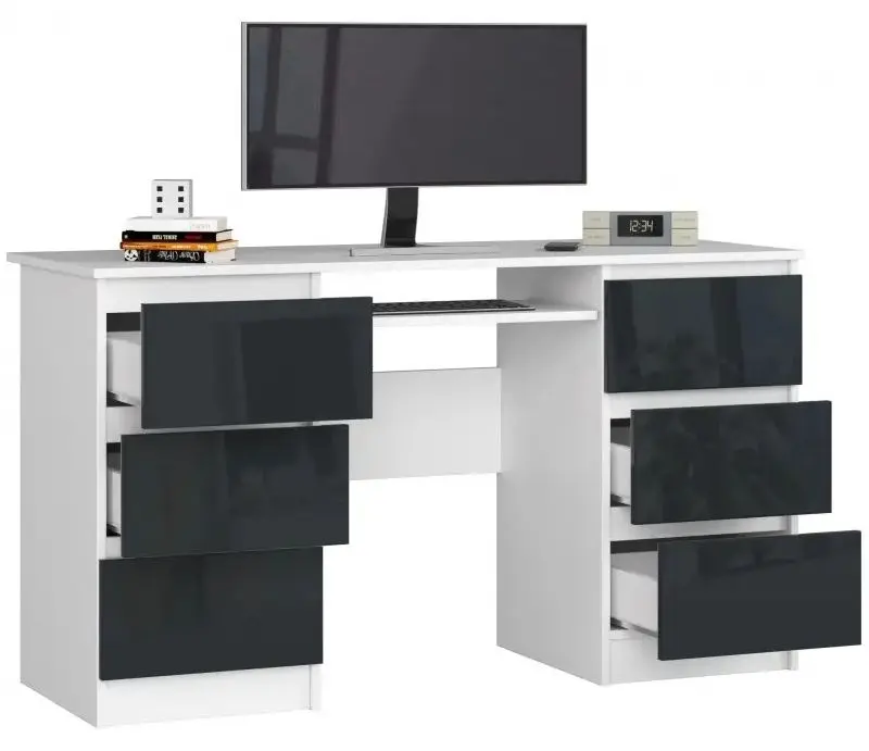 Стол компьютерный Akord A-11 6SZ (White/Graphite Gloss) - 2