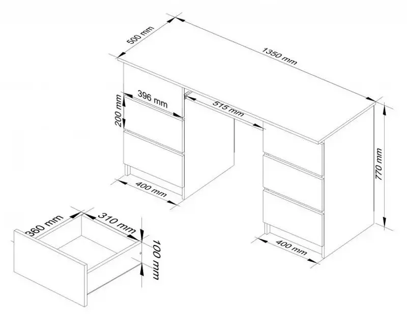 Стол компьютерный Akord A-11 6SZ (White/Graphite Gloss) - 5