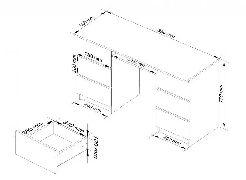 Стол компьютерный Akord A-11 6SZ (White/Metallic Gloss) - 3