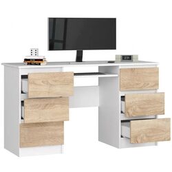 Masa de calculator Akord A-11 6SZ (White/Sonoma Oak) Thumb