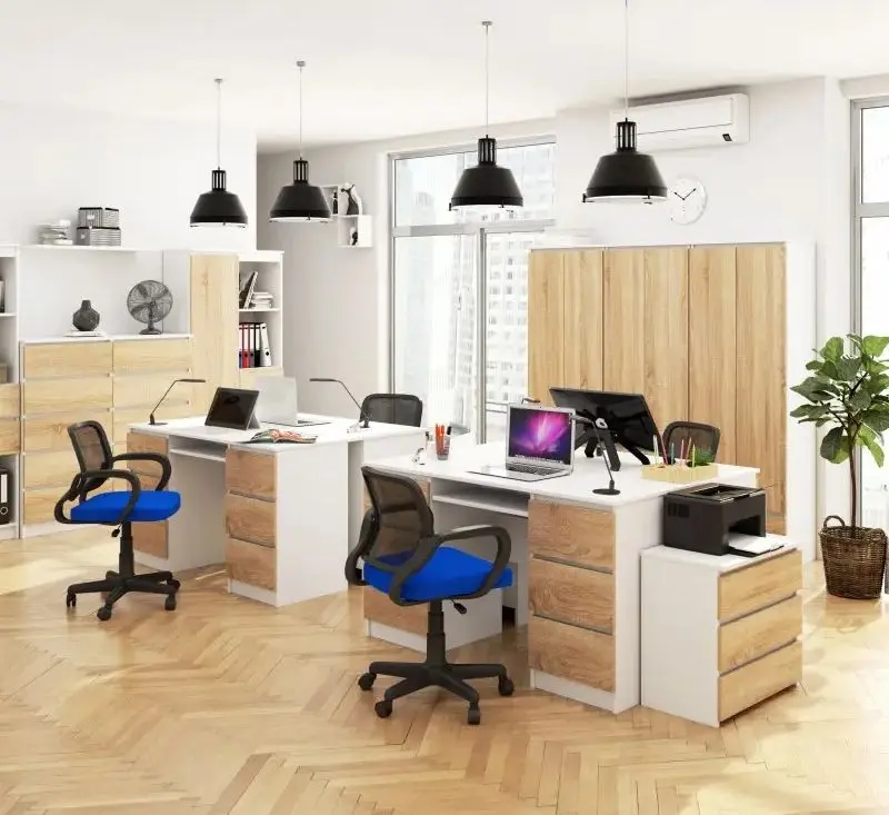 Masa de calculator Akord A-11 6SZ (White/Sonoma Oak)