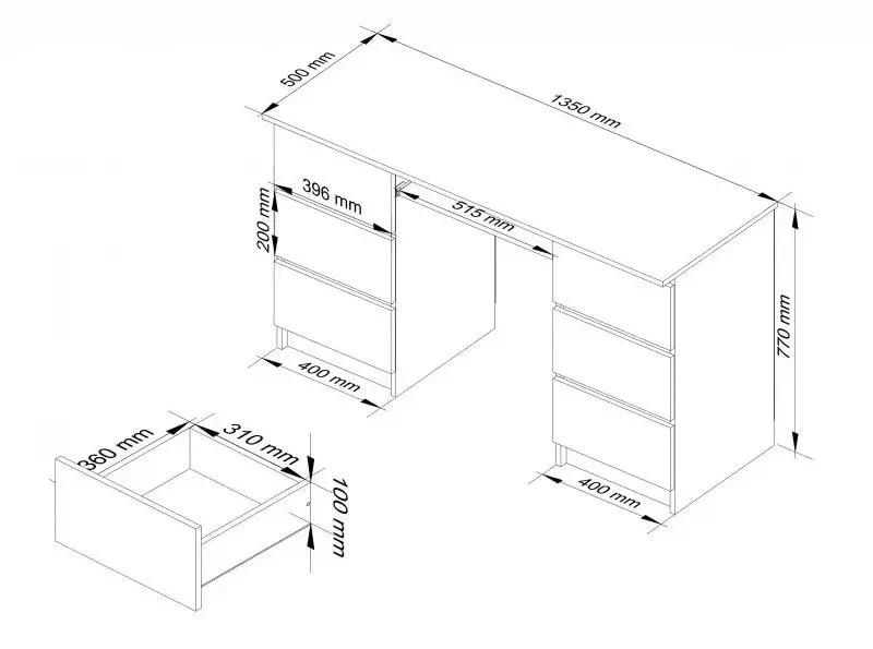 Стол компьютерный Akord A-11 6SZ (Sonoma Oak/White)