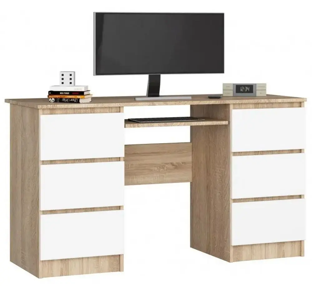 Стол компьютерный Akord A-11 6SZ (Sonoma Oak/White)