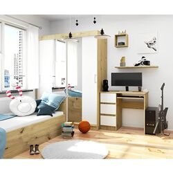 Masa de calculator Akord A-6 Left (Artisan Oak/White) Thumb