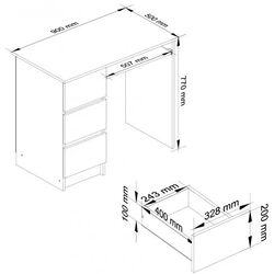 Masa de calculator Akord A-6 Left (Artisan Oak/White) Thumb