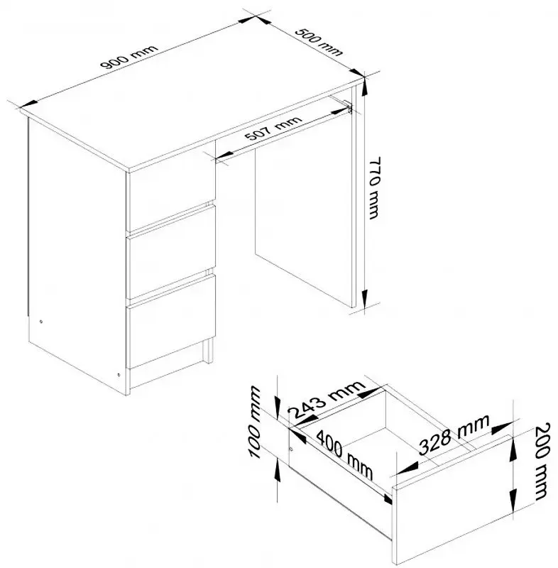Masa de calculator Akord A-6 Left (Artisan Oak/White)