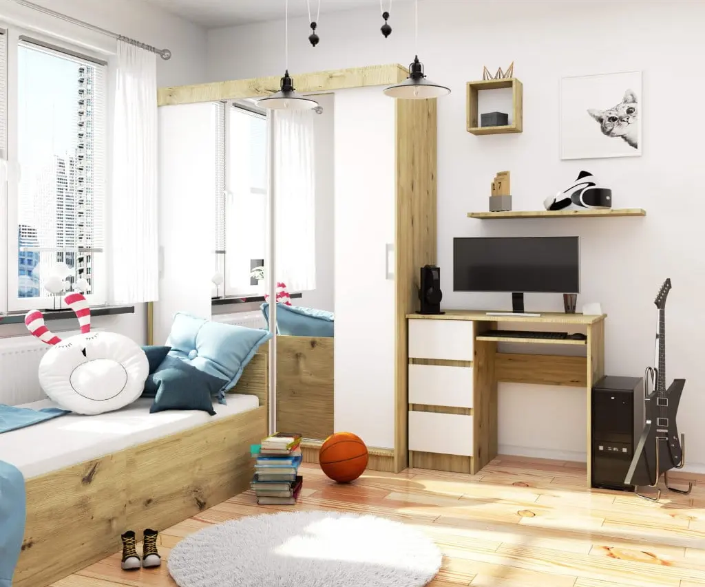 Masa pentru calculator Akord A-6 90cm Left (Artisan Oak/White) - 4