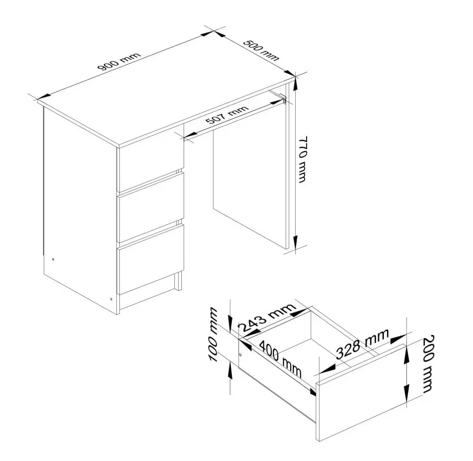 Masa pentru calculator Akord A-6 90cm Left (Artisan Oak/White) - 5