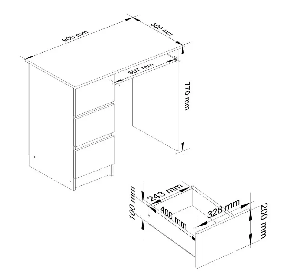 Masa pentru calculator Akord A-6 90cm Left (Craft Oak) - 6