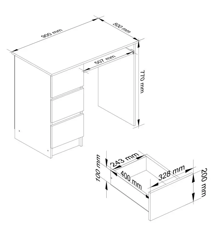 Masa pentru calculator Akord A-6 90cm Left (Craft Oak/White) - 6