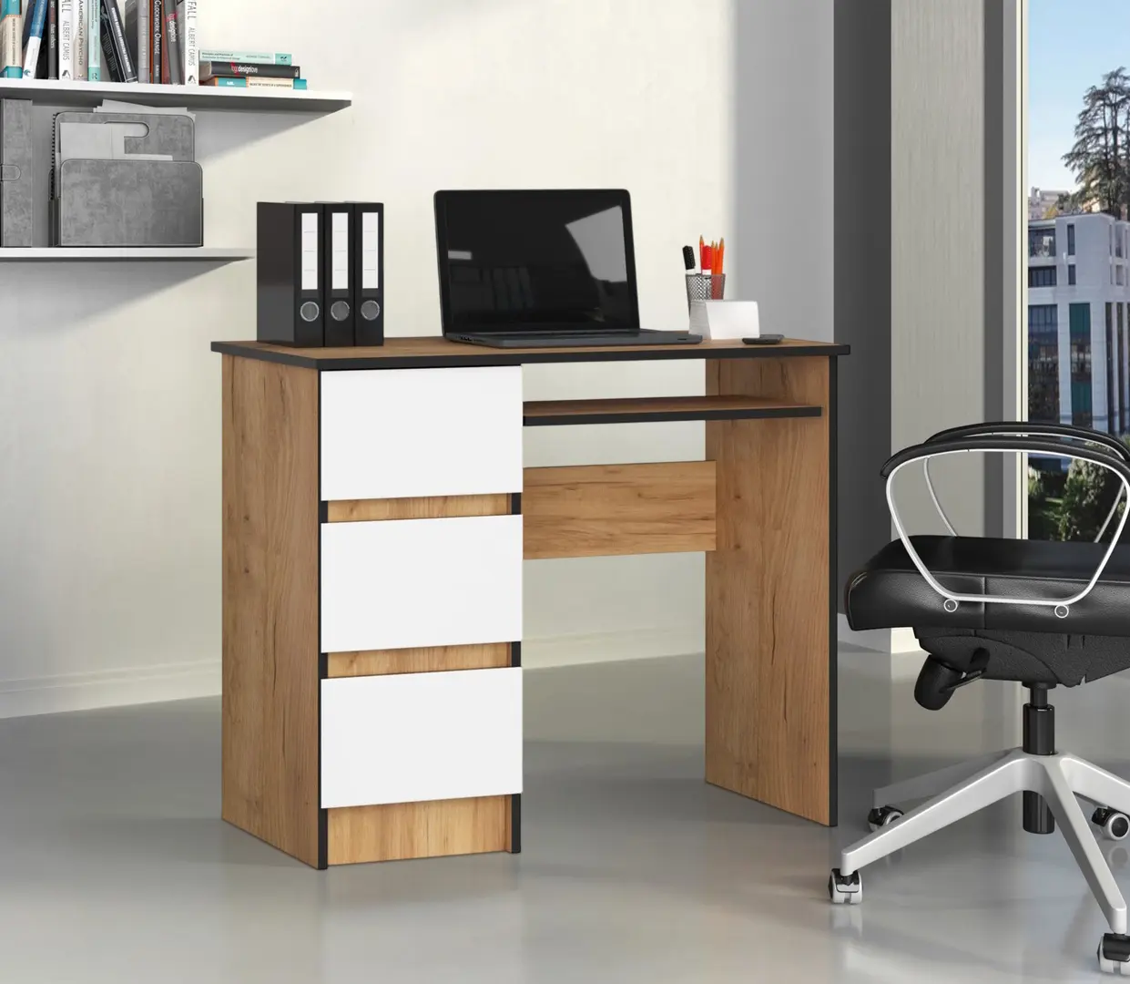 Masa pentru calculator Akord A-6 90cm Left (Craft Oak/White)