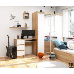 Masa de calculator Akord A-6 90cm Left (Sonoma Oak/White) Thumb