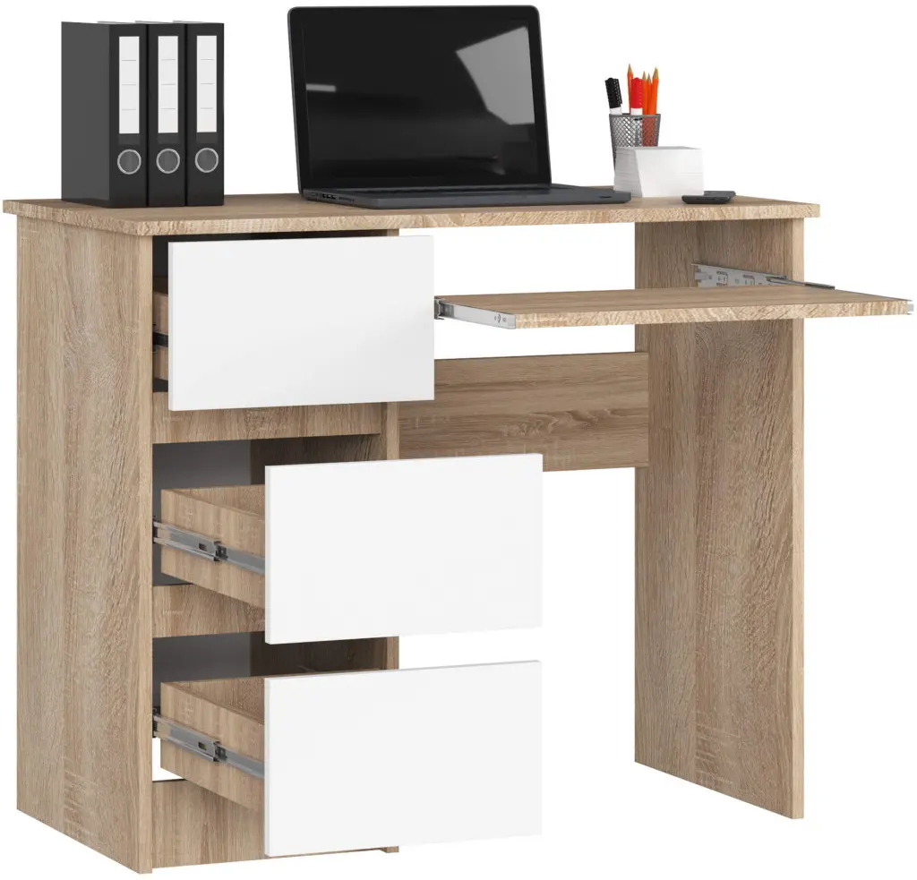 Masa de calculator Akord A-6 90cm Left (Sonoma Oak/White)