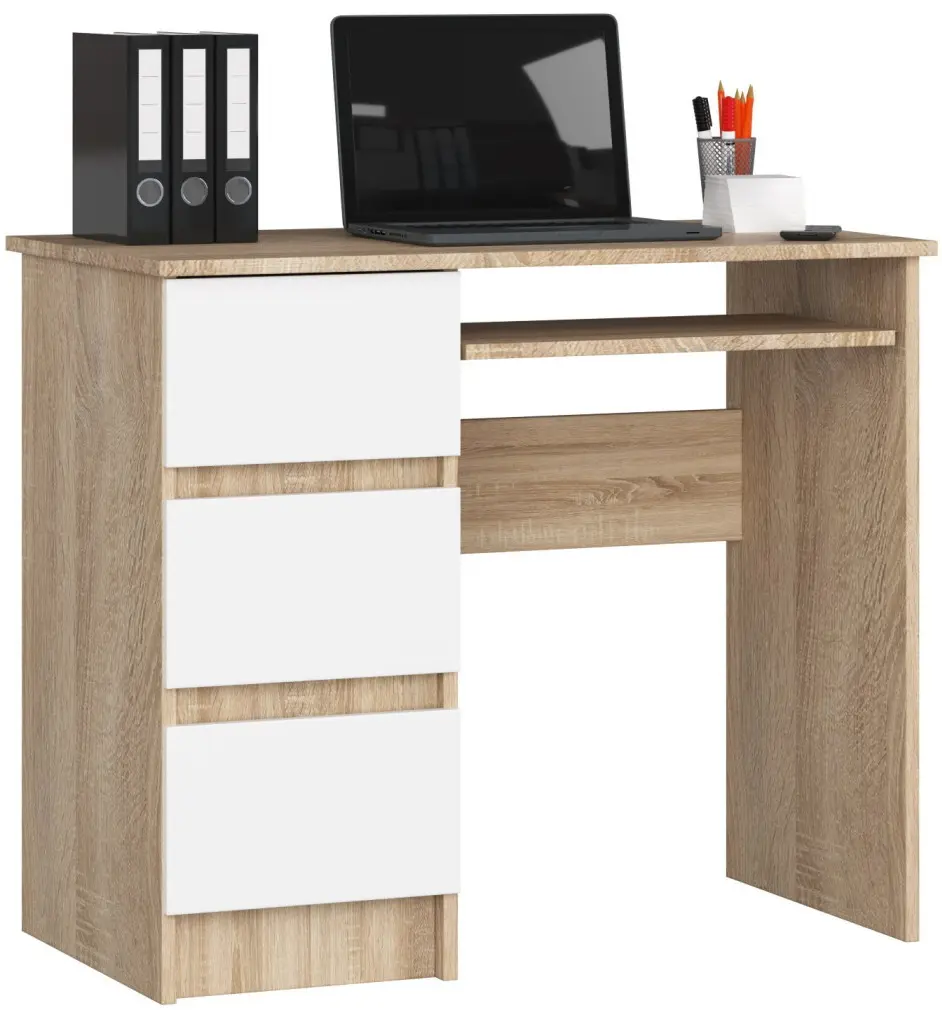 Masa de calculator Akord A-6 90cm Left (Sonoma Oak/White)