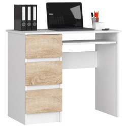 Masa pentru calculator Akord A-6 90cm Left (White/Sonoma Oak) Thumb