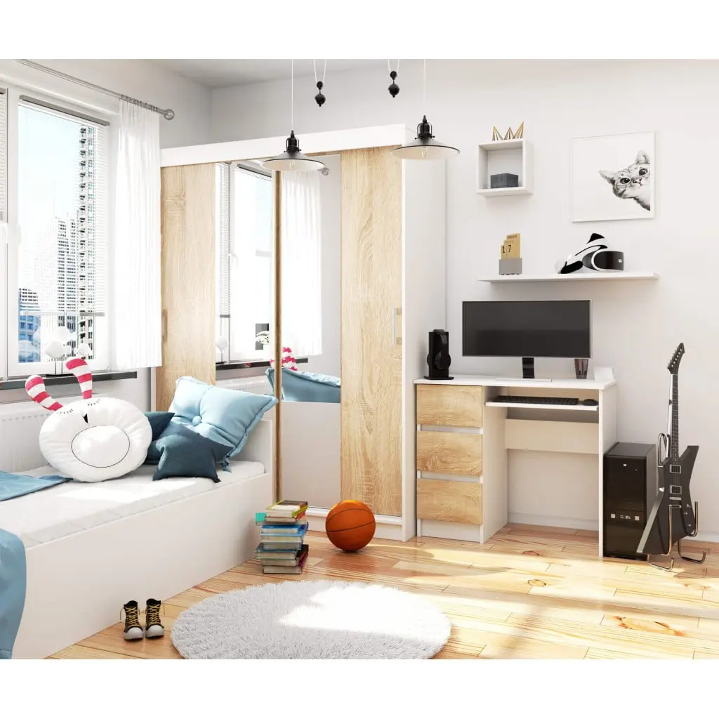 Masa pentru calculator Akord A-6 90cm Left (White/Sonoma Oak) - 5