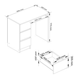 Masa pentru calculator Akord A-6 90cm Left (White/Sonoma Oak) Thumb