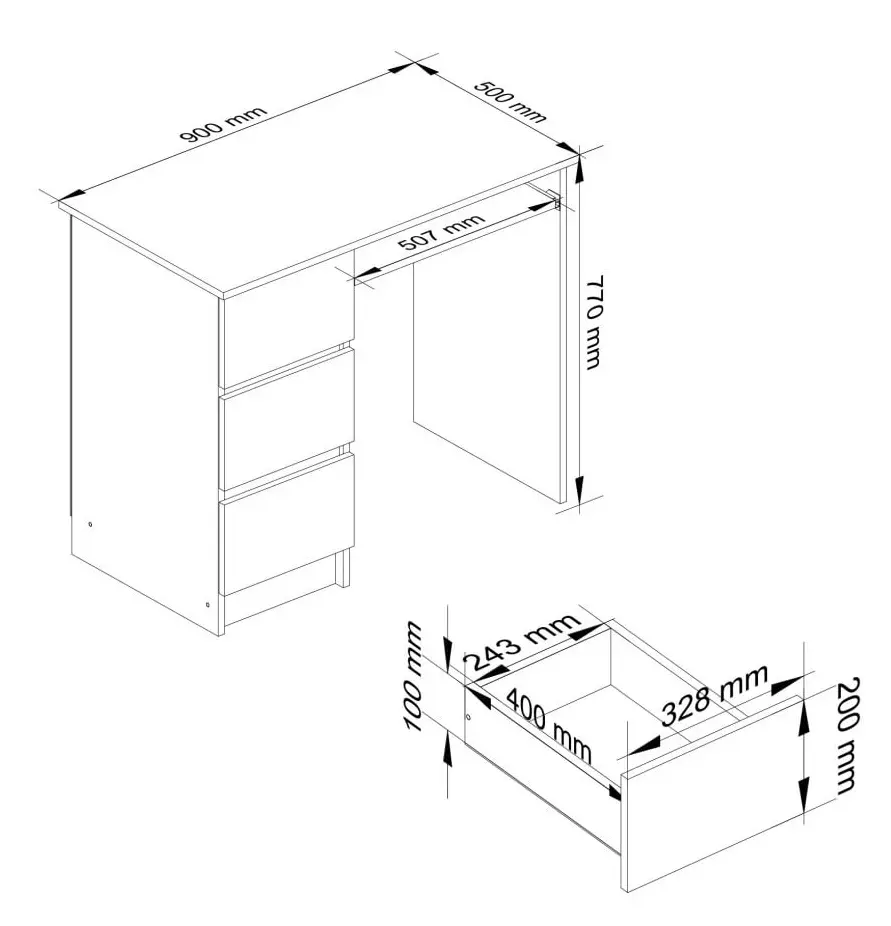 Masa pentru calculator Akord A-6 90cm Left (White/Sonoma Oak) - 6
