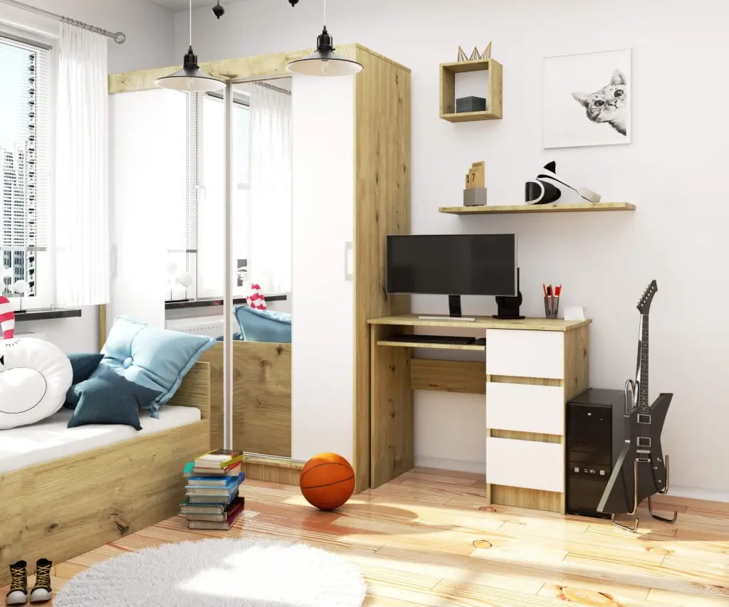 Masa pentru calculator Akord A-6 90cm Right (Artisan Oak/White) - 4