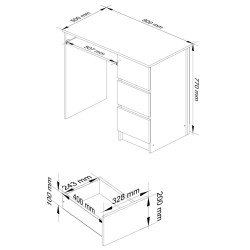 Masa pentru calculator Akord A-6 90cm Right (Artisan Oak/White) Thumb