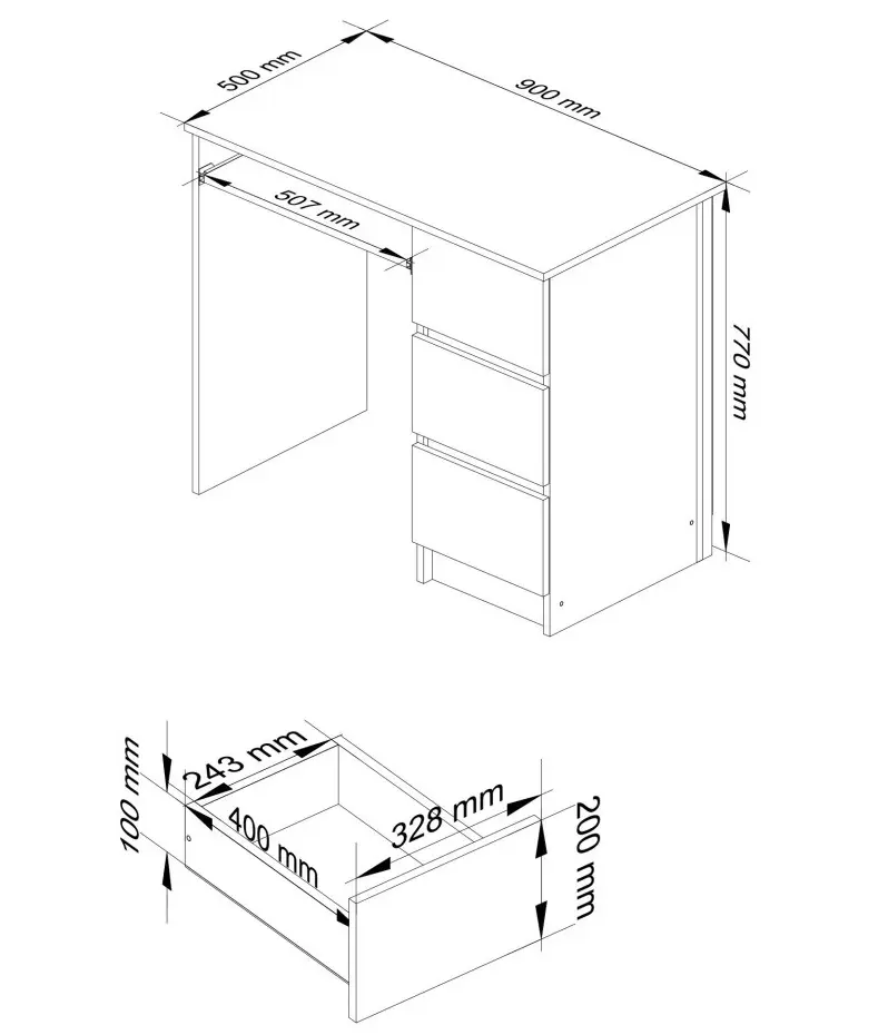 Masa pentru calculator Akord A-6 90cm Right (Artisan Oak/White) - 5