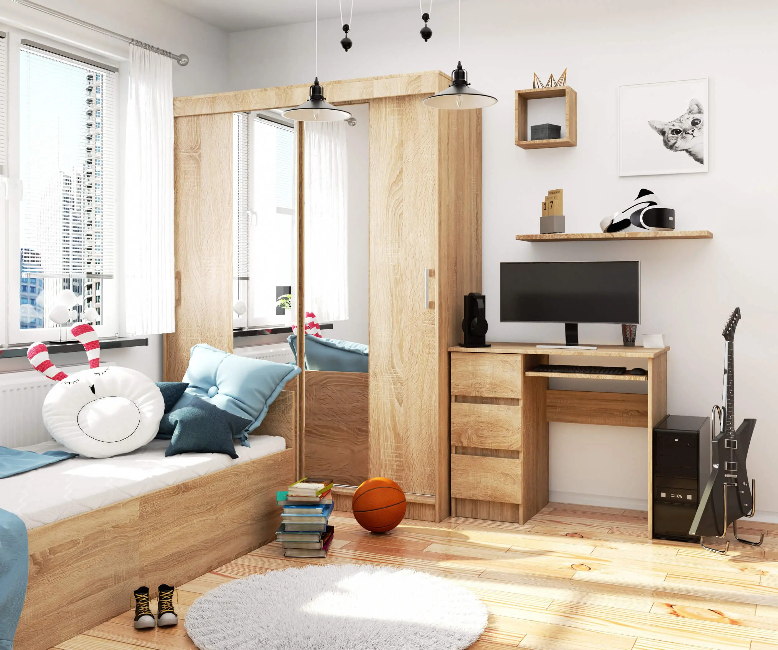 Masa pentru calculator Akord A-6 90cm Left (Sonoma Oak)