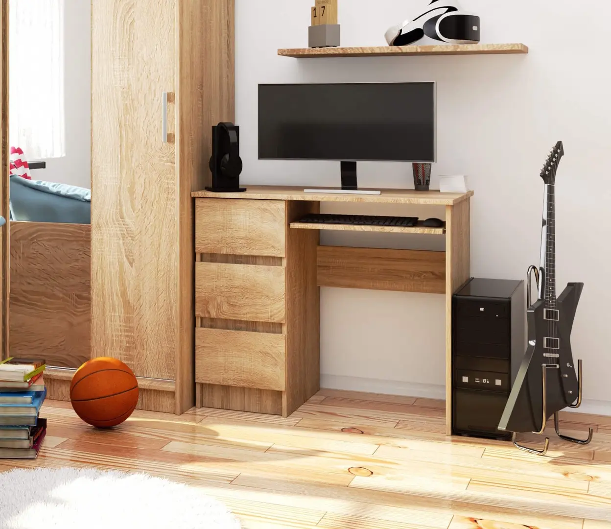 Masa pentru calculator Akord A-6 90cm Left (Sonoma Oak)