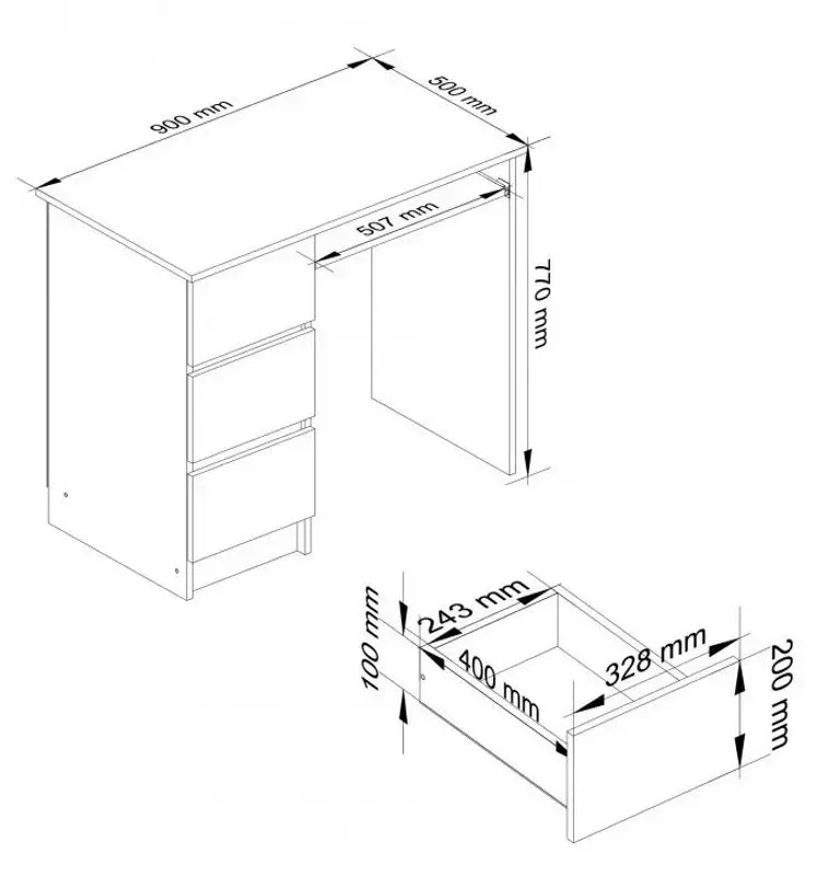 Masa de calculator Akord A-6 Left (Alder)