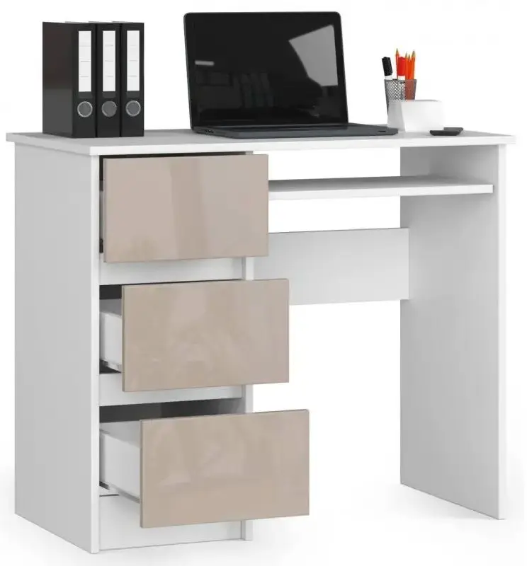 Masa de calculator Akord A-6 Left (White/Cappuccino Gloss)