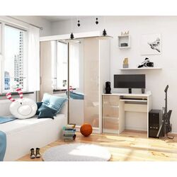 Masa de calculator Akord A-6 Left (White/Cappuccino Gloss) Thumb