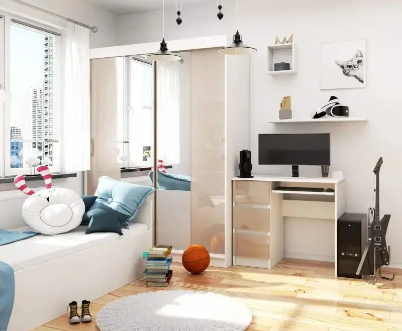 Masa de calculator Akord A-6 Left (White/Cappuccino Gloss)