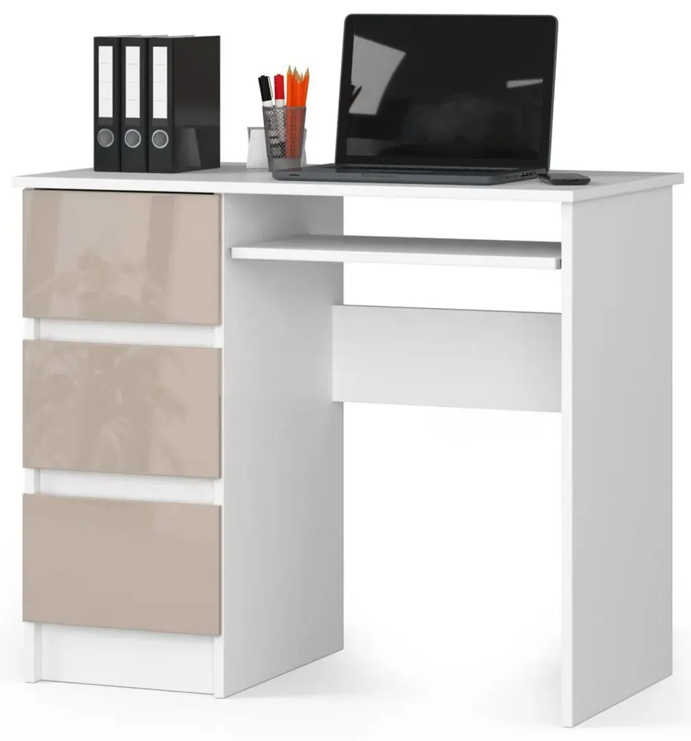 Masa de calculator Akord A-6 Left (White/Cappuccino Gloss)