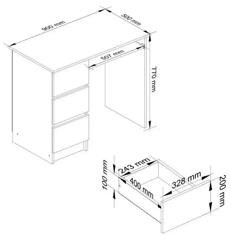 Masa de calculator Akord A-6 Left (Craft Oak)