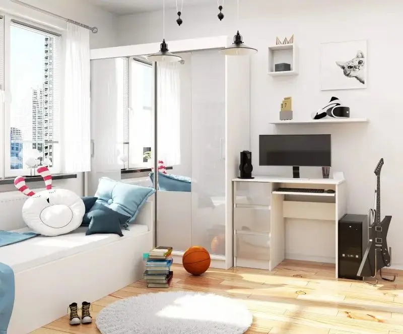 Стол компьютерный Akord A-6 Left (White/Metallic Gloss) - 4