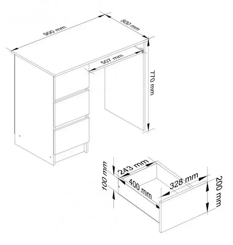 Стол компьютерный Akord A-6 Left (White/Metallic Gloss) - 5